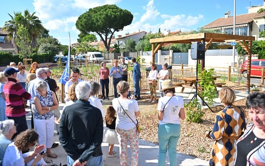 Inauguration d’un jardin partagé Place Jean Giono quartier Cévennes, lundi 3 juin 2024